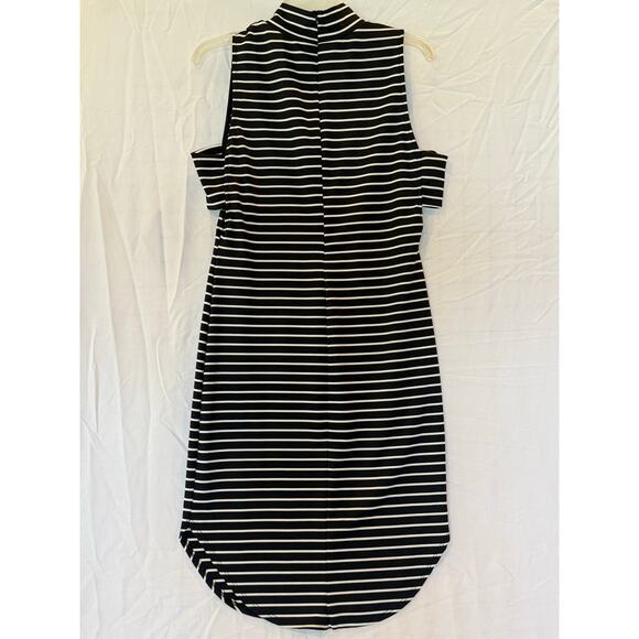 Gianni Bini The Breeze Black White Striped Midi Dress - L - Picture 2 of 6